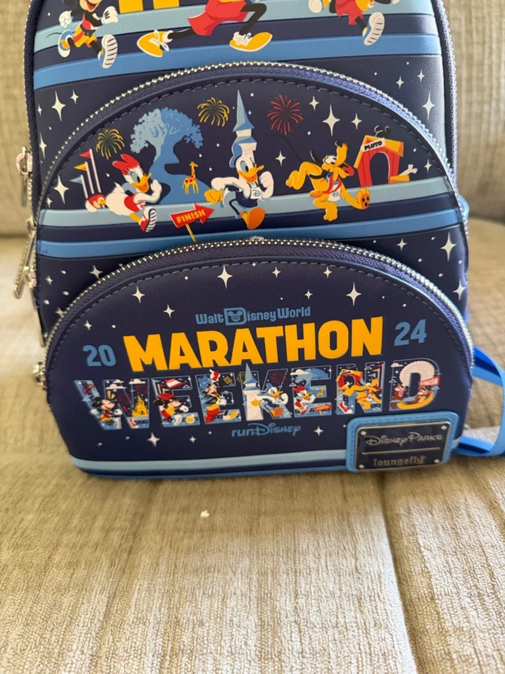 Loungefly Walt Disney World 2024 Marathon Weekend Navy Blue Mini Backpack